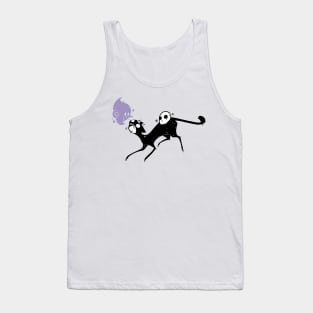 Creepy Cute Black Cat Monster With Ghost And Skull Art Tank Top